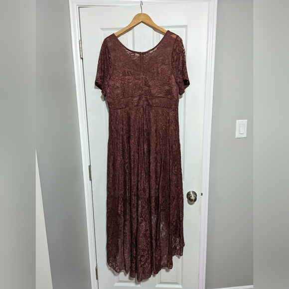 SHEIN Brown Lace High Low Dress - Picture 4 of 6